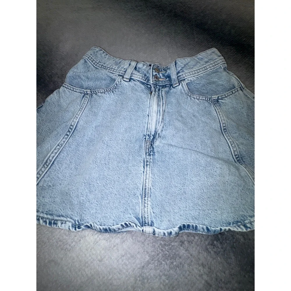 (CL) Gap Kids Girls Light Wash Denim Skater Mini Skirt 18 Light Blue Panel Skirt